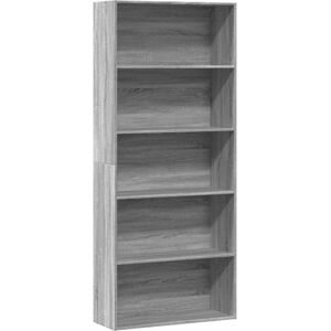 vidaXL Bookcase Grey Sonoma 80x30x77 cm Engineered Wood - Bookcase with Open Shelves vidaXL Bookcase Grey Sonoma 80x30x77 cm Engineered Wood - Bookcase with Open Shelves