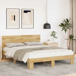 vidaXL Bed Frame with Headboard - Solid Wood Oak 135x190 cm vidaXL Bed Frame with Headboard - Solid Wood Oak 135x190 cm