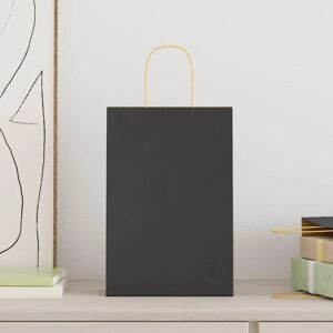 vidaXL Black Paper Carrier Bags - 50 pcs, 21x11x31 cm - Shopping Tote vidaXL Black Paper Carrier Bags - 50 pcs, 21x11x31 cm - Shopping Tote