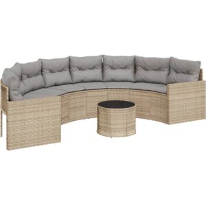 vidaXL Gartensofa Mit Tisch Und Kissen Beige - Outdoormöbel vidaXL Gartensofa Mit Tisch Und Kissen Beige - Outdoormöbel