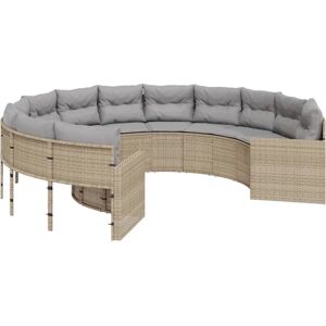 vidaXL Gartensofa Mit Tisch Und Kissen Beige Poly-Rattan - Patio Sofa vidaXL Gartensofa Mit Tisch Und Kissen Beige Poly-Rattan - Patio Sofa