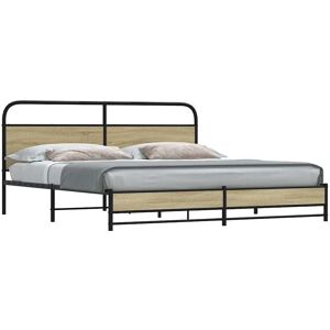 vidaXL Metal Bed Frame Sonoma Oak - Bed Frame vidaXL Metal Bed Frame Sonoma Oak - Bed Frame