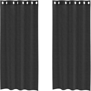 vidaXL Black 2-Piece Voile Curtains - Curtains vidaXL Black 2-Piece Voile Curtains - Curtains