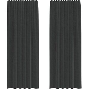 vidaXL Black Semi-transparent Voile Curtains 140x260cm with Rod Pockets - Curtain Accessories vidaXL Black Semi-transparent Voile Curtains 140x260cm with Rod Pockets - Curtain Accessories