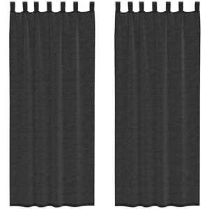 vidaXL Black Voile Curtain with Tabs - Voile Curtain vidaXL Black Voile Curtain with Tabs - Voile Curtain