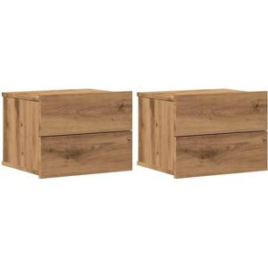 vidaXL Bedside Cabinet Wall-mounted 2 pcs Artisan Oak - Bedside Table vidaXL Bedside Cabinet Wall-mounted 2 pcs Artisan Oak - Bedside Table