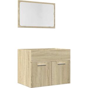 vidaXL Sonoma Oak Bathroom Furniture Set 2 Piece Sink Cabinet vidaXL Sonoma Oak Bathroom Furniture Set 2 Piece Sink Cabinet