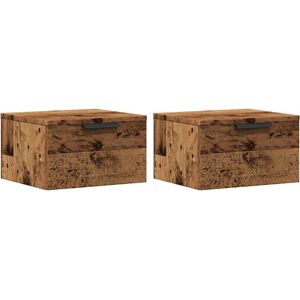 vidaXL Nightstand Old Wood - Bedside Table Wall Unit Set vidaXL Nightstand Old Wood - Bedside Table Wall Unit Set