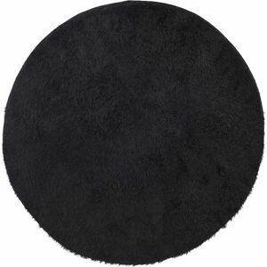 vidaXL Navarra Rug - Round 120x120cm - Black - Durable Polyester vidaXL Navarra Rug - Round 120x120cm - Black - Durable Polyester