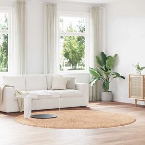 vidaXL Round Beige Shaggy Rug 240x240cm - Rug vidaXL Round Beige Shaggy Rug 240x240cm - Rug