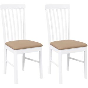 VidaXL Houten eettafelstoel - Ergonomisch, Wit, 2 stuks VidaXL Houten eettafelstoel - Ergonomisch, Wit, 2 stuks