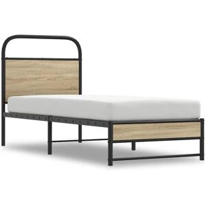 vidaXL Bett, Bettgestell ohne Matratze 80x200 cm Räuchereiche Holzwerkstoff - Mit Kopfteil vidaXL Bett, Bettgestell ohne Matratze 80x200 cm Räuchereiche Holzwerkstoff - Mit Kopfteil