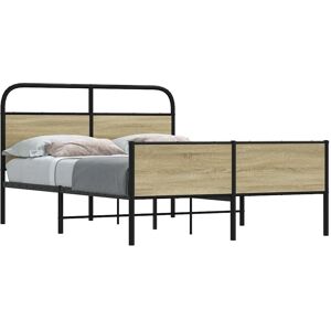 vidaXL Bed Frame without Mattress 135x190 cm Sonoma Oak - Bed Frame vidaXL Bed Frame without Mattress 135x190 cm Sonoma Oak - Bed Frame