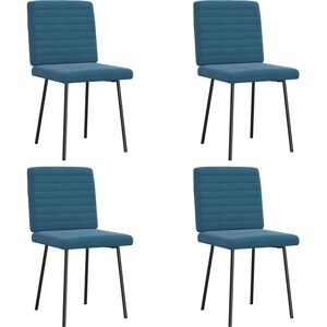 vidaXL Ensemble de 4 Chaises Velours Bleu - Publicité vidaXL Ensemble de 4 Chaises Velours Bleu - Publicité