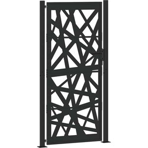 vidaXL Garden Gate Black Steel Light Design 105x205 cm - Garden Gate vidaXL Garden Gate Black Steel Light Design 105x205 cm - Garden Gate