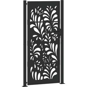 vidaXL Garden Gate Black 105x205cm Steel Wave-Design Outdoor Door vidaXL Garden Gate Black 105x205cm Steel Wave-Design Outdoor Door