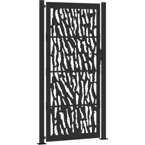 vidaXL Garden Gate - Black Steel 105x205 cm Laser-Cut Design vidaXL Garden Gate - Black Steel 105x205 cm Laser-Cut Design