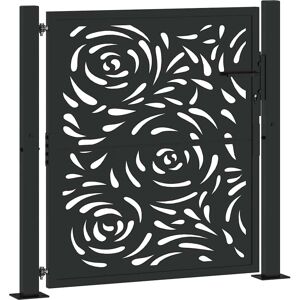 VidaXL Garden Gate Black Steel Weatherproof 105x106cm - Garden Gate VidaXL Garden Gate Black Steel Weatherproof 105x106cm - Garden Gate