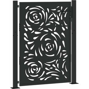 vidaXL Garden Gate 105x130cm Steel Black Fence Gate Laser Cut Design - Garden Gate vidaXL Garden Gate 105x130cm Steel Black Fence Gate Laser Cut Design - Garden Gate