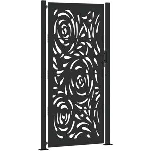 vidaXL Garden Gate Black 105x205 cm Steel Flame-Design Outdoor Gate vidaXL Garden Gate Black 105x205 cm Steel Flame-Design Outdoor Gate