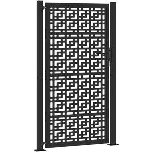 Vidaxl Black Steel Garden Gate - Weather-Resistant, Laser-Cut Design Vidaxl Black Steel Garden Gate - Weather-Resistant, Laser-Cut Design