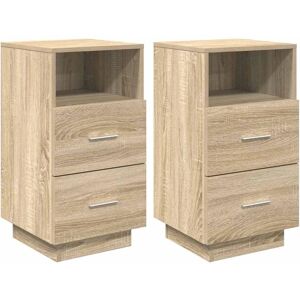 vidaXL Bedside Cabinets 2 pcs with 2 Drawers Sonoma Oak - Bedside Cabinets vidaXL Bedside Cabinets 2 pcs with 2 Drawers Sonoma Oak - Bedside Cabinets