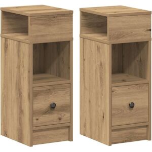 vidaXL Bedside Cabinets 2 Pcs With Drawer Artisan Oak 25x31x66 Cm - Bedside Cabinets vidaXL Bedside Cabinets 2 Pcs With Drawer Artisan Oak 25x31x66 Cm - Bedside Cabinets