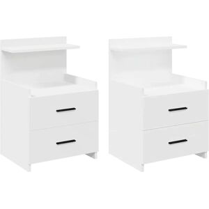 Vidaxl White Engineered Wood Bedside Cabinets - 2 Pcs with Drawers Vidaxl White Engineered Wood Bedside Cabinets - 2 Pcs with Drawers
