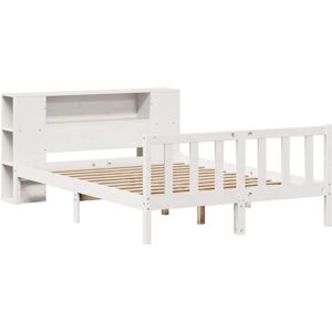 Lit avec bibliothèque vidaXL 120x200cm Blanc Bois Massif - Lit avec Rangement - Publicité Lit avec bibliothèque vidaXL 120x200cm Blanc Bois Massif - Lit avec Rangement - Publicité