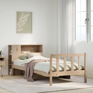 VIDAXL Pine Wood Bed with Shelf - Bed VIDAXL Pine Wood Bed with Shelf - Bed