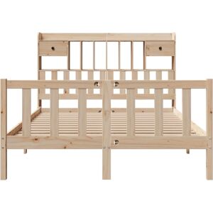 vidaXL Bed with Bookcase 160x200cm Solid Pinewood - Bed vidaXL Bed with Bookcase 160x200cm Solid Pinewood - Bed