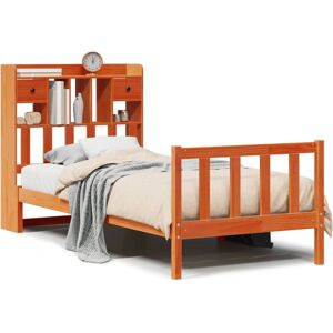 vidaXL Seng med bogreolhovedgavl - Massivt fyr, Pladsbesparende vidaXL Seng med bogreolhovedgavl - Massivt fyr, Pladsbesparende