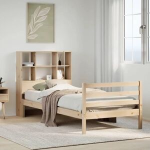 vidaXL Bed with Bookcase - 90x200 cm, Pine, Brown - Bed with Bookcase vidaXL Bed with Bookcase - 90x200 cm, Pine, Brown - Bed with Bookcase