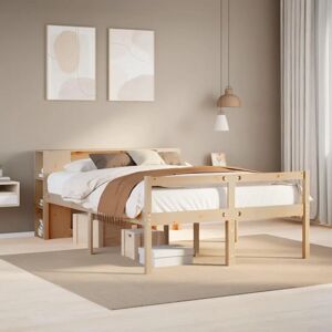 Vidaxl Pine Wood Bed with Bookshelf - Bed with Bookshelf, 140x190cm Vidaxl Pine Wood Bed with Bookshelf - Bed with Bookshelf, 140x190cm