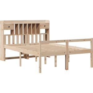 vidaXL Pine Wood Bed with Shelf 140x190 - Bed vidaXL Pine Wood Bed with Shelf 140x190 - Bed