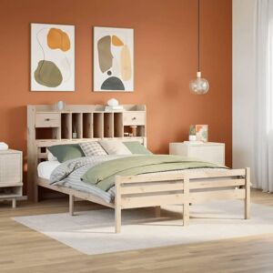 vidaXL Solid Pinewood Bed with Shelf Headboard - Bed vidaXL Solid Pinewood Bed with Shelf Headboard - Bed
