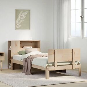 Vidaxl Pine Wood Bed with Shelf Storage - 75x190 cm - Bed Vidaxl Pine Wood Bed with Shelf Storage - 75x190 cm - Bed