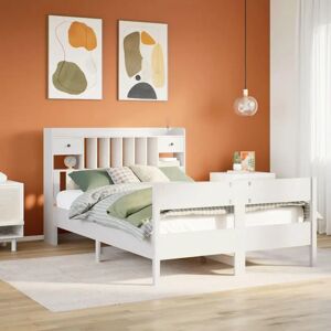 vidaXL White Bookcase Bed 135x190cm - Solid Pine Bed Frame vidaXL White Bookcase Bed 135x190cm - Solid Pine Bed Frame