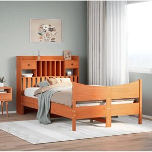 vidaXL Bed Frame without Mattress Wax Brown - 135x190 cm - Bed Frame vidaXL Bed Frame without Mattress Wax Brown - 135x190 cm - Bed Frame