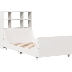 Vidaxl White Solid Pinewood Bookcase Bed - 90x200 Cm - No Mattress Vidaxl White Solid Pinewood Bookcase Bed - 90x200 Cm - No Mattress