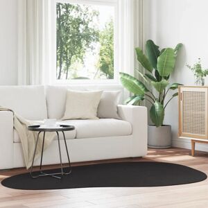 vidaXL Black Polypropylene 140x200cm Rug - Modern Oval Design vidaXL Black Polypropylene 140x200cm Rug - Modern Oval Design