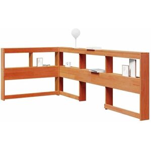 vidaXL Bedside Bookcase Headboard - L-Shaped Brown - Bookcase Headboard vidaXL Bedside Bookcase Headboard - L-Shaped Brown - Bookcase Headboard