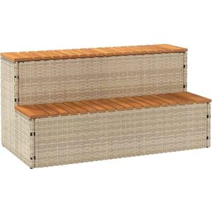 vidaXL Hot Tub Step - Beige, 50X50X50,5 cm, Poly Rattan, Acacia - Hot Tub Step vidaXL Hot Tub Step - Beige, 50X50X50,5 cm, Poly Rattan, Acacia - Hot Tub Step