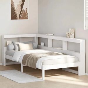 vidaXL White Pine Bookcase Bed - Space-Saving, Rustic Style vidaXL White Pine Bookcase Bed - Space-Saving, Rustic Style