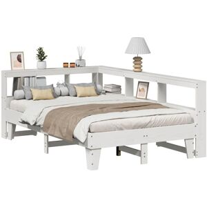 vidaXL Bookcase Bed White 135x190cm Solid Pine vidaXL Bookcase Bed White 135x190cm Solid Pine