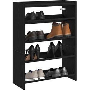 vidaXL Black 80x25x61.5 cm Engineered Wood Shoe Rack - Shoe Storage vidaXL Black 80x25x61.5 cm Engineered Wood Shoe Rack - Shoe Storage