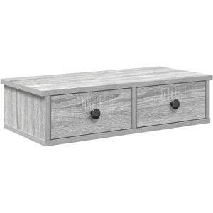 vidaXL Grey Sonoma Wall Shelf with Drawers - 60x25x15 cm vidaXL Grey Sonoma Wall Shelf with Drawers - 60x25x15 cm