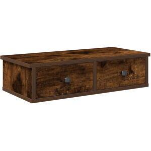 vidaXL Wall Shelf with Drawers Smoked Oak - Shelf vidaXL Wall Shelf with Drawers Smoked Oak - Shelf