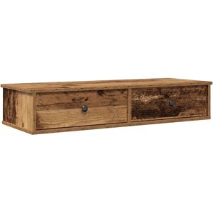 vidaXL Old Wood Wall Shelf with Drawers 100x37.5x19 cm vidaXL Old Wood Wall Shelf with Drawers 100x37.5x19 cm