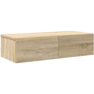 vidaXL Sonoma Oak Wall Shelf with Drawers - 60x26.5x15 cm - Wall Shelf vidaXL Sonoma Oak Wall Shelf with Drawers - 60x26.5x15 cm - Wall Shelf